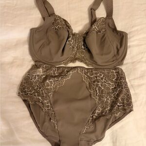 Simone Perele Lace Trimmed Bra Set in Griege 36G